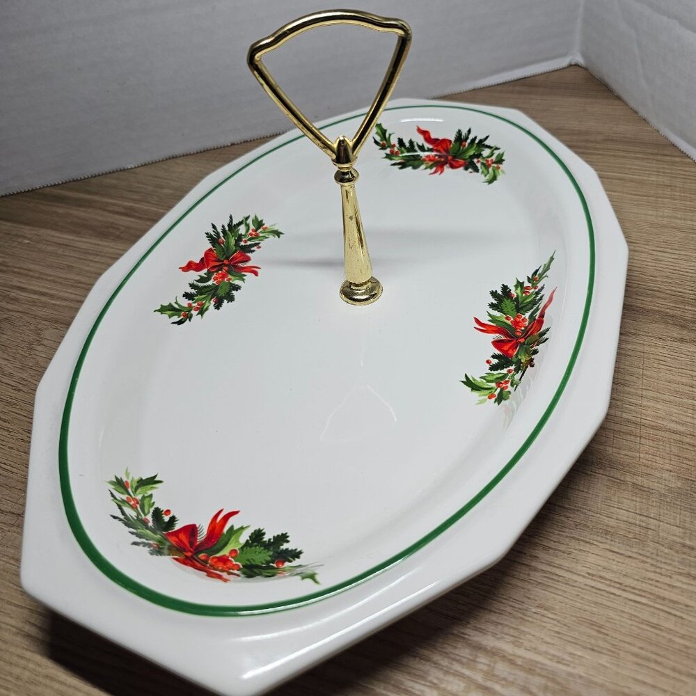Pfaltzgraff Christmas Heritage Holly Nut/Candy Tray Platter‎ Christmas Trees